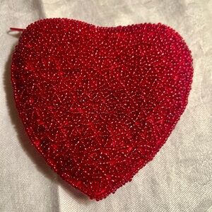 Red Beaded Heart Pouch